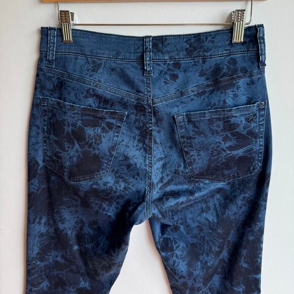 Cambio Tie-Dye Wash Slim Pants Size 10 Blue Stretch Cotton Designer Jeans - Picture 7 of 12